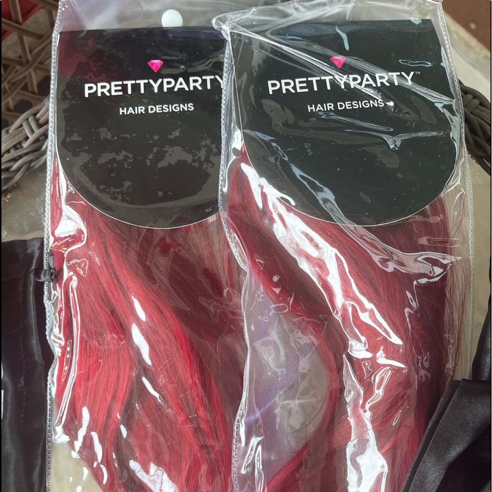 TWO Pretty Party Ruby Ponytails Siren